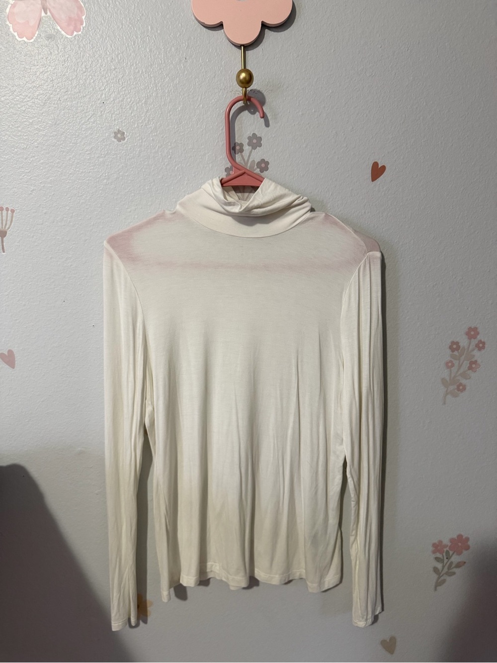 H&M Women's Cream Lightweight Turtleneck Long Sleeve Top